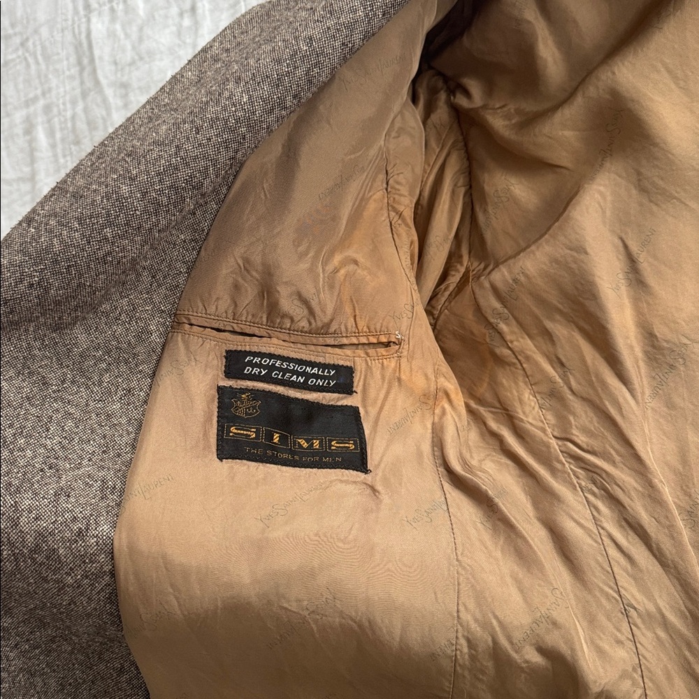 Yves Saint Laurent YSL vintage Brown Tweed Sport Coat Jacket Blazer - Picture 4 of 14